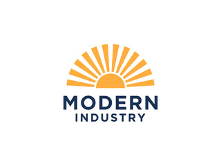 Abstract Sun Logo. Vintage Sun Icon with Rays isolated on White Background. Usable for Business and Nature Logos.