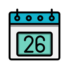 Calendar 26st date color linear icon. time, event, schedule and business symbols icons. Suitable for websites, UI, interfaces and mobile applications.