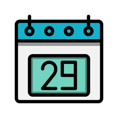 Calendar 29st date color linear icon. time, event, schedule and business symbols icons. Suitable for websites, UI, interfaces and mobile applications.