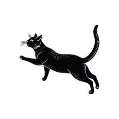 Russian blue cat jumping silhouette