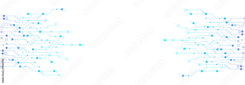 Aufkleber Artificial Intelligence with circuit electric line style. Digital futuristic machine learning design. AI sign for graphic design, logo, website, social media, mobile app, UI. Vector illustration