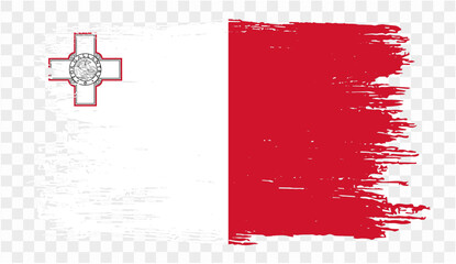 Malta flag brush paint textured isolated on png or transparent background. vector illustration  