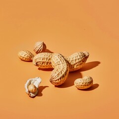 peanuts on an orange background