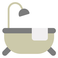 Bathtub Icon in Flat Style