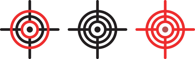 Sniper target pointer. Cursor marker, crosshairs collection. 8-bit sprite. Game development, mobile application. Isolated vector illustration. Dotted pop art illustration