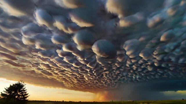 Landscape with clouds mammillaries