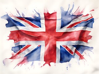Watercolor Painting of the Union Jack Flag