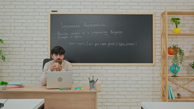 End of a lesson on computer science or coding