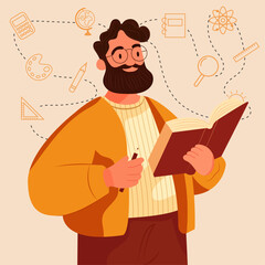 Illustration of a charming male teacher