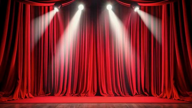 red curtain with spotlight