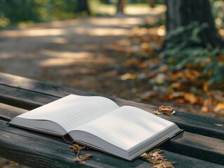 Mockup of blank white notebooks stacked on a school desk