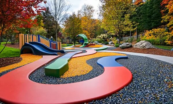 Modern Playground with Colorful Pathways