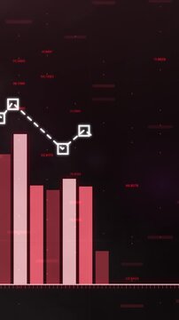 Negative Red Trend Graph. Vertical animation, phone wallpaper	