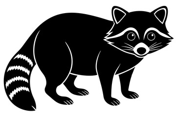 Raccoon silhouette, black raccoon vector illustration