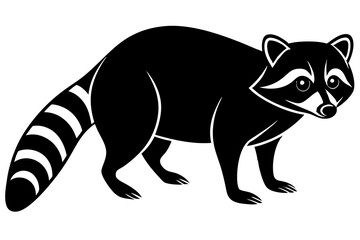 Fototapeta premium Raccoon silhouette, black raccoon vector illustration