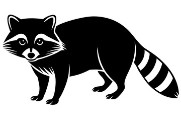 Raccoon silhouette, black raccoon vector illustration