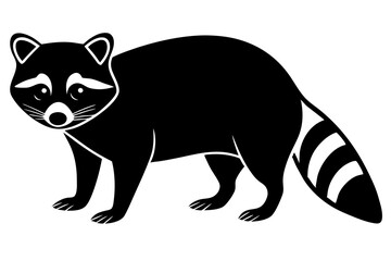 Raccoon silhouette, black raccoon vector illustration