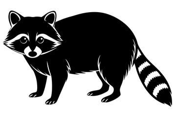 Raccoon silhouette, black raccoon vector illustration