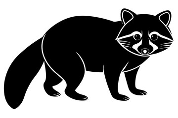 Obraz premium Raccoon silhouette, black raccoon vector illustration