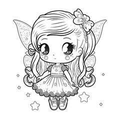 Fototapeta premium A DRAWING OF A LITTLE FAIRY TO COLOR AT SCHOOL 3
