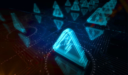 Electric power danger warning symbol digital 3d illustration