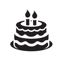 Cake icon. Black bakery icon. Simple silhouette cake flat, design.