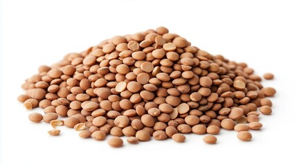 Naklejka premium Pile of lentils on white background