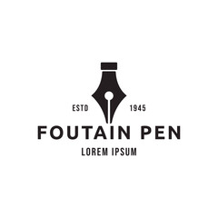 Fountain pen icon vintage style, vector illustration.