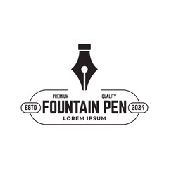 Fountain pen icon vintage style, vector illustration.