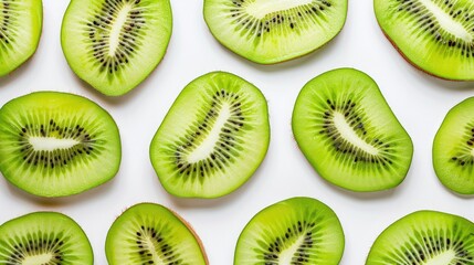 Fototapeta premium Kiwi fruit slices on white background