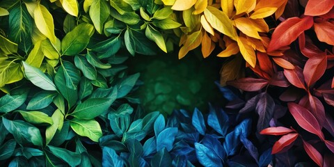 A high-angle view of variously colored autumn leaves, perfect for use in editorial or commercial contexts where a vibrant, natural design is required