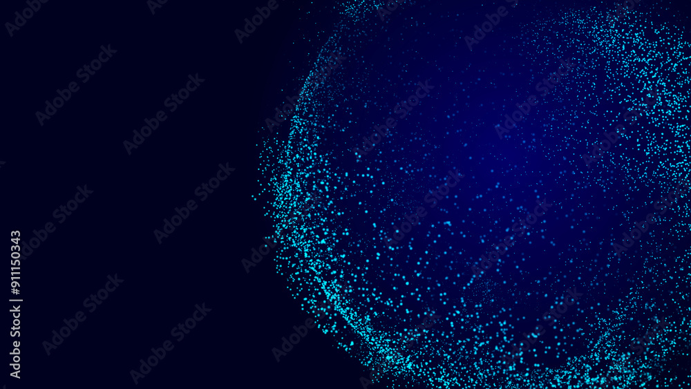 Poster collection of bright dots on a dark background. abstract sound wave of particles. data network. 3d r