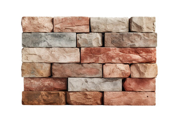 Obraz premium Mosaic Palette: A Multicolored Brick Wall on White or PNG Transparent Background.