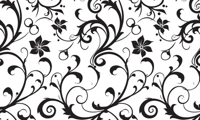seamless floral pattern silhouette collection isolated vector