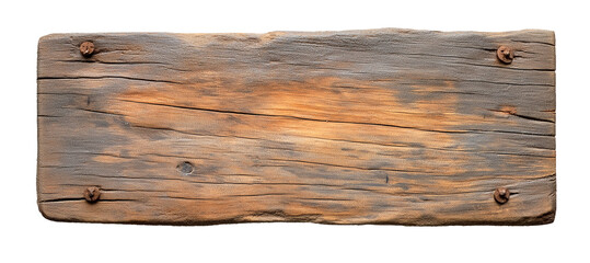old weathered wood sign plate board isolated on white transparent background alpha cut out