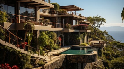 Elegant tropical mansions with ocean views.