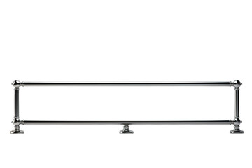 Fototapeta premium Modern stainless steel railing, polished metal handrail hardware. Architectural barrier for stairs, balcony, interior design isolated on Transparent Background
