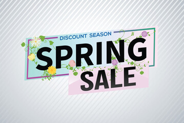 spring sale word text concept icon logo sign symbol vector note mega shopping style for use landing page, template, social media, web, mobile app, poster, banner, flyer, background, gift card, coupon
