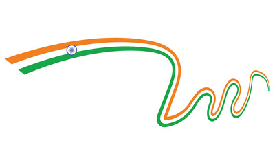 National Indian flag ribbon. Curly ribbon  isolated on white background. Premium Indian flag Vector illustration. EPS 10