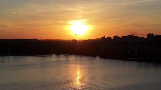 Stockholm Kungsholmen Sunset Drone
