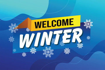 welcome winter word text concept icon logo sign symbol vector note blue style for use landing page, template, social media, web, mobile app, poster, banner, flyer, background, gift card, coupon

