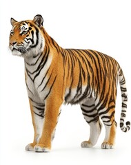 Fototapeta premium Bengal tiger standig on transparent background with its back to the camera