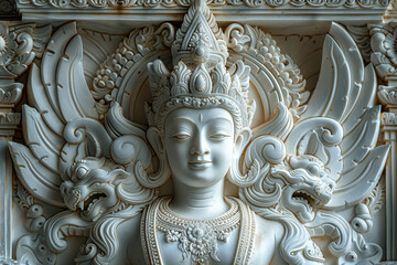 Fototapeta premium AI generated illustration elegant bas relief on textured wall with gypsum beautiful picture