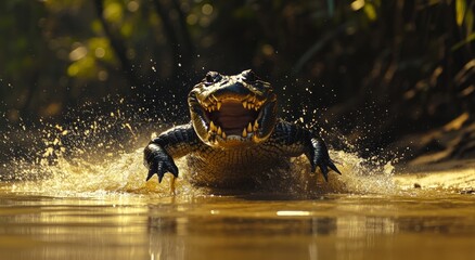 Close-up of a crocodile crossing the water