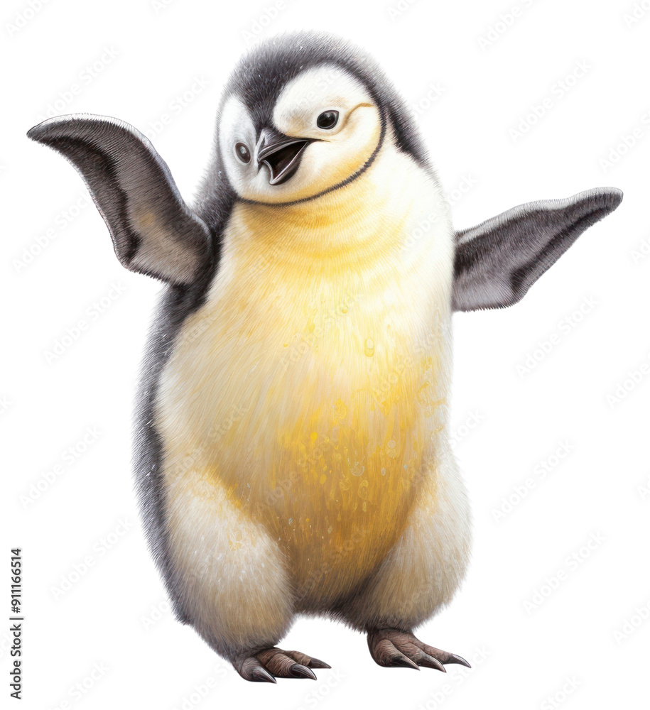 Wall mural png penguin animal bird wildlife, digital paint illustration.