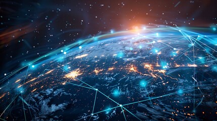 Abstract technology background with globe. Global network connection concept.