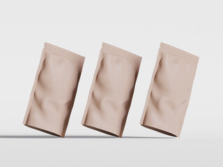 Paper Pouch Packaging MockUp Design on gray background