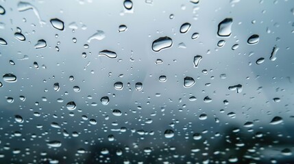 Raindrops on Windshield with Overcast Sky