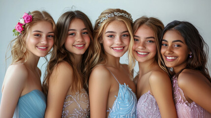 Obraz premium A group of young awesome women are smiling and posing for a picture
