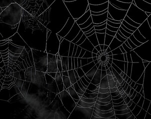 Spider web silhouette against black wall - halloween theme dark background